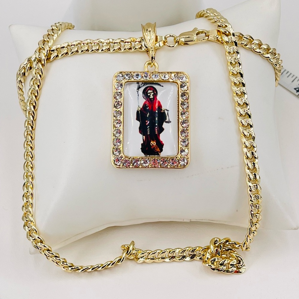 the grim reaper and 14k gold plated chain